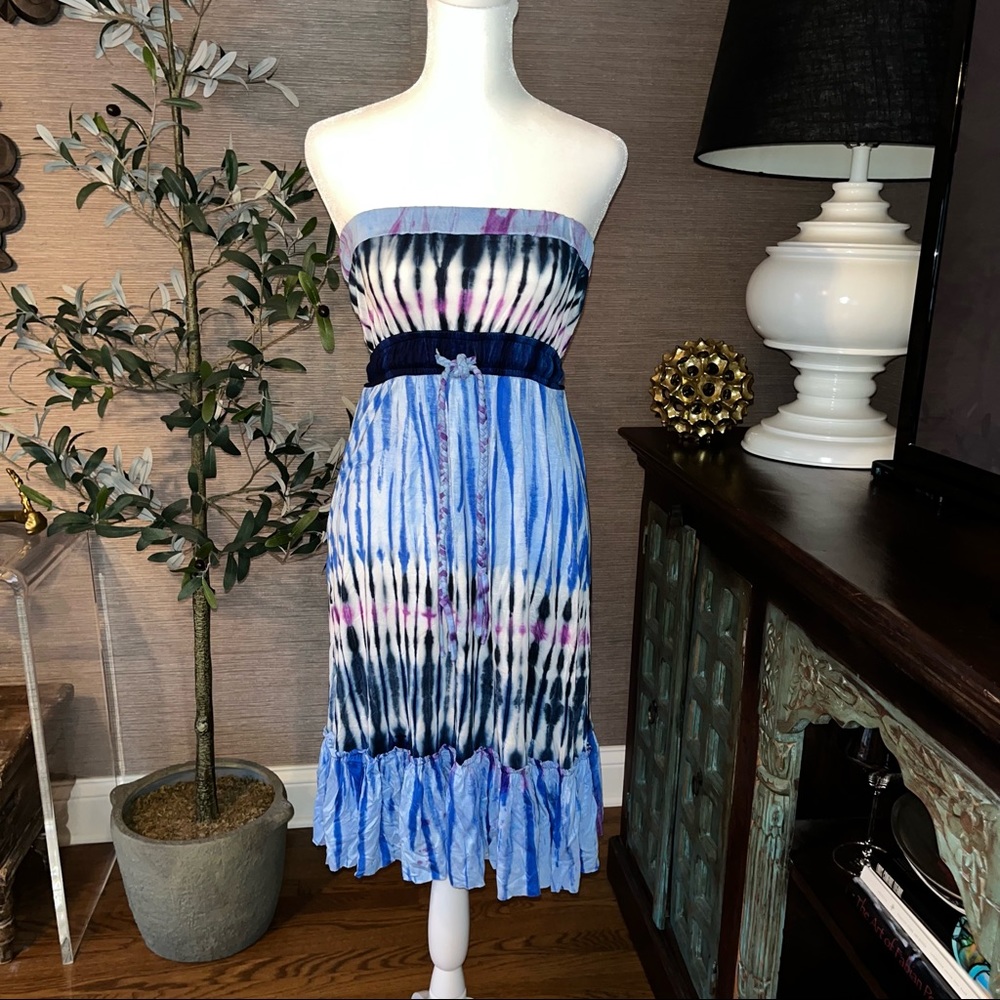 Tie dye strapless dress coverup